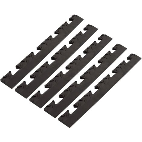 Pack 5 Bordures Femelles pour Dalle PVC noire Clipsable Sol Antidérapant Carré Garage Atelier PS50CRN/F INTEC (1/5)