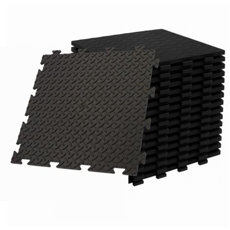 Pack de 10 dalles PVC clipsables noires 50x50 cm antidérapantes – Système de clipsage sans outil – Haute résistance au passage de véhicules – Surface 2,5 m² – Intec