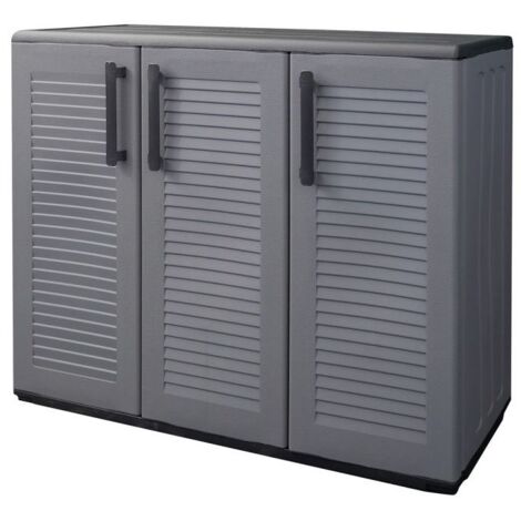 Artplast – Armoire d'atelier basse 3 portes – Étagère réglable en polypropylène – Dimensions 102x37x84 cm – Charge 20 kg pour rangement garage - 102x37h84