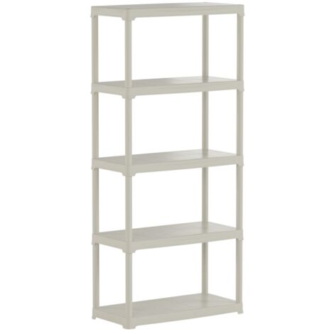 Étagère de rangement 5 niveaux 80x40x176 cm – Polypropylène lavable – Charge max 150 kg – Fixation murale possible – Anti-humidité (1/5)
