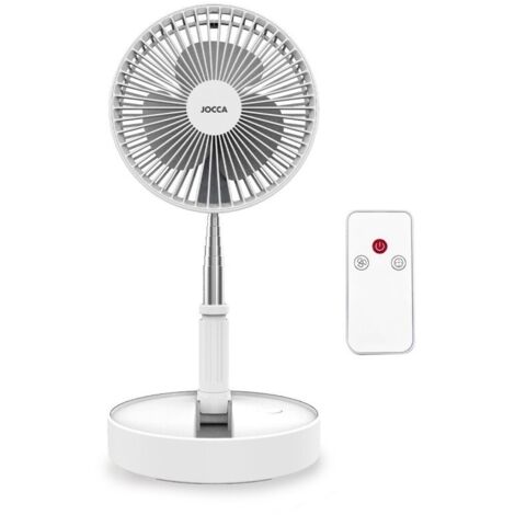 Ventilateur Silencieux Sans fil à Batterie Rechargeable USB BLANC Pliable & Pied Télescopique Télécommande Autonomie 24h Jocca (1/5)