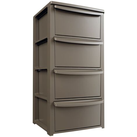 Commode basse 4 tiroirs 39 x 38.5 x H 80.5 cm Marron - Meuble de Rangement Chambre Bureau Buanderie Art Plast (1/5)