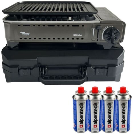 Barbecue à gaz Portable Grill 1780W + 4 Cartouches Gaz Butane Allumage Piezo + Mallette Camping ALPEN (1/5)