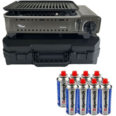 Barbecue à gaz Portable Grill 1780W + 8 Cartouches Gaz Butane Allumage Piezo + Mallette Camping ALPEN (1/5)