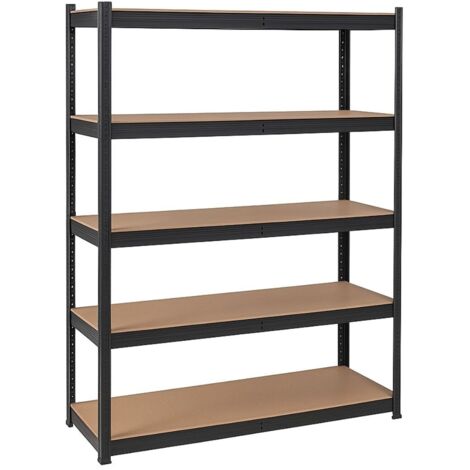 Etagère de Rangement Noire 120 x 60cm x H180cm - Rayonnage en métal Haute qualité 5 Plateaux Charges lourdes 1500kg INTEC (1/5)