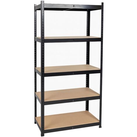 Etagère de Rangement Noire 90 x 40cm x H180cm - Rayonnage Métal Haute qualité 5 Plateaux Charges lourdes 1500kg INTEC (1/5)