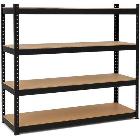 Étagère de rangement métal 4 niveaux 1600kg – Dimensions 160 x 60 x H180cm – Plateaux en MDF renforcé – Montage rapide sans vis – Intec (1/5)