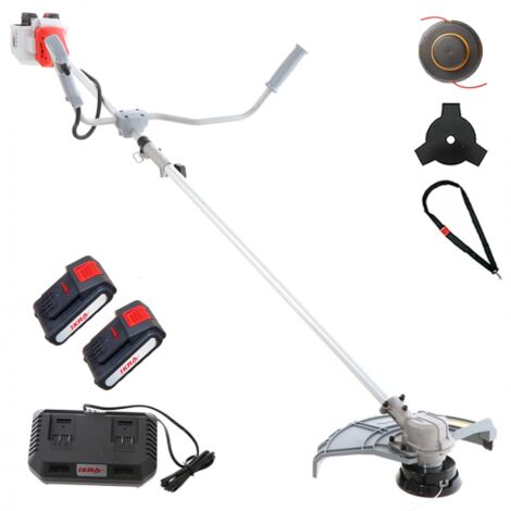Débroussailleuse à batterie 40V avec 2 batteries 2.0Ah – Moteur Brushless – Largeur de coupe 34 cm – Lame 3 dents 25,5 cm – Ikra