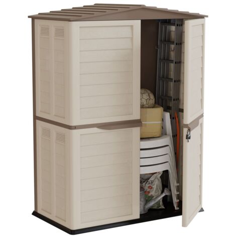 Abri de jardin Extérieur 2 portes Beige 151 x 83 x H200cm Cabanon de jardin avec plancher intégré INTEC