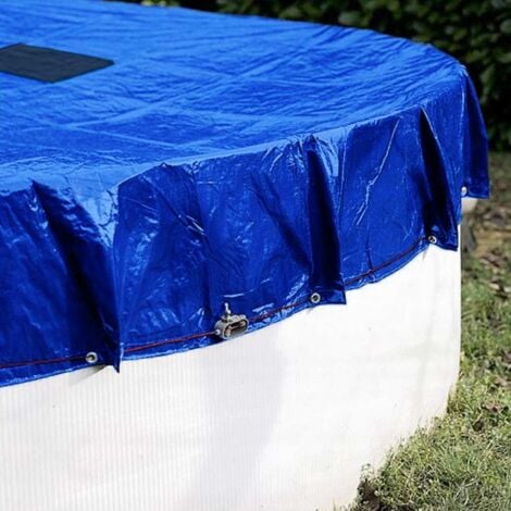 Bache piscine ronde  620 cm pour piscine de 540 cm Bleue et verte Filet d'écoulement
