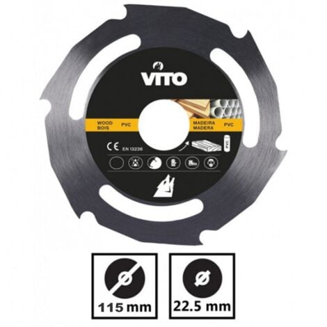 Disque coupe bois et PVC 115 x 1,8mm Meuleuse Alesage 22.5mm VITO