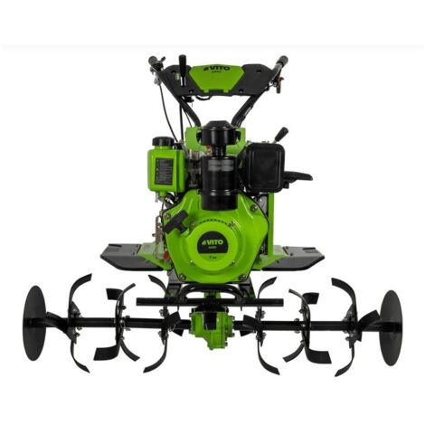 Motobineuse thermique diesel 7CV 246cm3 – Démarrage électrique – 2 vitesses avant + 1 arrière – Largeur de travail 115cm – Fraises 35cm