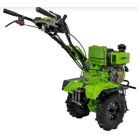 Motoculteur Thermique Diesel VITO 12CV 4T - 456 Cm³ - Transmission Directe - Avec 2 Fraises Et Butteur Double - Pour Jardin Potager Et Maraîchage