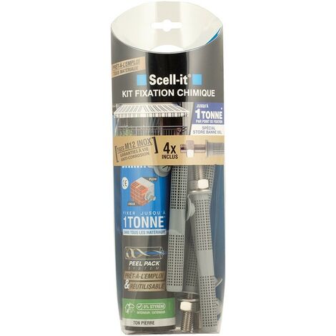Scell-It – Kit de scellement chimique tiges inox M12 – 1 cartouche polyester 280ml – Résistance jusqu'à 1 tonne – Pour murs pleins et creux