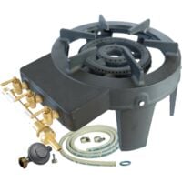 Rechaud Gaz Fonte véritable 9.8 KW 4 pieds 3 robinets + Tuyau gaz et détendeur