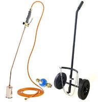 Kemper – Désherbeur thermique gaz avec brûleur 60 mm – Tuyau 5 m – Chariot à roues pour bouteille propane 13 kg – Détendeur inclus