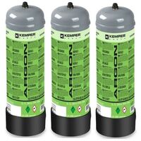 Pack 3 Bouteilles de gaz ARGON PUR 110 Bar 2.2 Litres KEMPER Soudage semi-automatique MIG-Bonbonne gaz Grande contenance Jetable