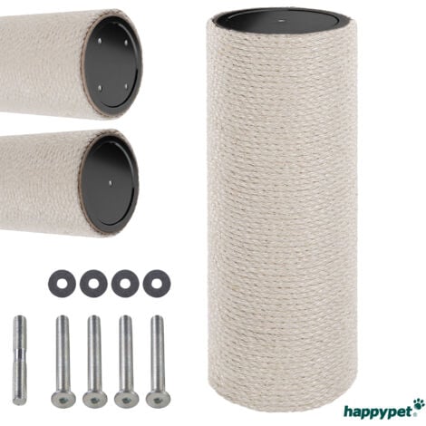 HAPPYPET Sisalstamm für Kratzbaum Ø 18 cm - 40/50/60/80 cm, Dickes Sisal, Massiver Ersatz-Stamm Säule für Katzenbaum, M10 Gewinde, Ersatz Kratzstamm  Beige 40 cm