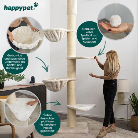 Happypet® Kratzbaum XXL deckenhoch 250-275 cm Premium Qualität für ...