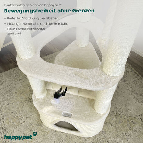 Großer Kratzbaum Für Katzen – Stabil Mit Sisal, Spielzeug-Maus & Ball, Für Alle Katzengrößen, Platzsparend