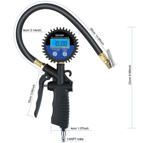 Jauge Pneu Cadre Valve Kit Outil avec Une Coque pour Auto Moto et Vélo 70 PSI Jauge de Pression de Pneu de Voiture