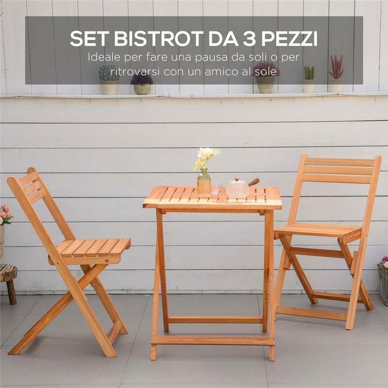 SET DA GIARDINO CON TAVOLO E SEDIE PIEGHEVOLI IN LEGNO COLORE TEAK