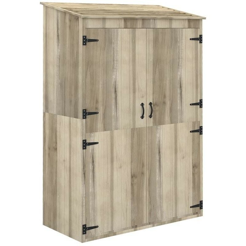 CASETTA DA GIARDINO IN LEGNO DI ABETE CON 2 PORTE E RIPIANI 120 X 57 X 183  CM