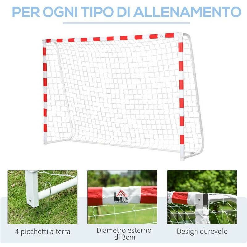 Porta Calcio Deluxe Metallo Rete Piccchetti 180x60x120 Soccer Goal