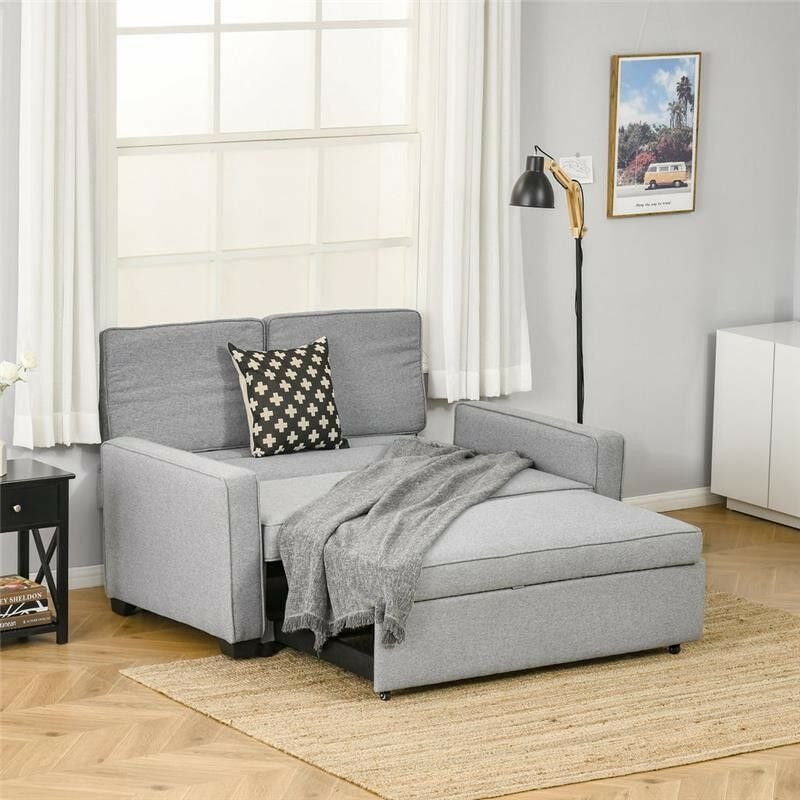 DIVANO LETTO 2 POSTI E SCHIENALE A 3 RECLINAZIONI154 X 87 X 89 CM GRIGIO