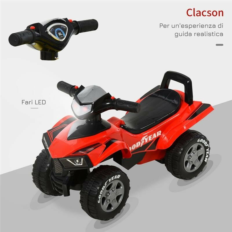 Quad ATV cavalcabile con fari e musica per bambini, Giocattolo elettrico  con batteria 6 V e AUX Rosso - Costway