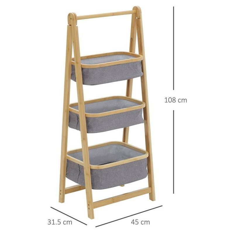 EASYCOMFORT Scaffale Bagno Salvaspazio con Ripiani e Cassetti - Legno  Grigio