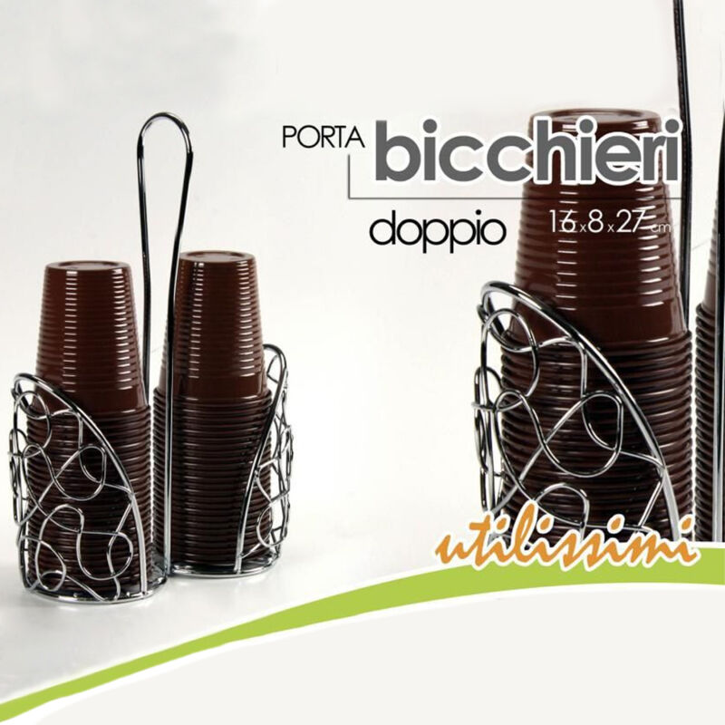 Portabicchieri Da Cucina A 2 Cilindri In Metallo Cromato – Organizer Pratico E Elegante Di Trade Shop
