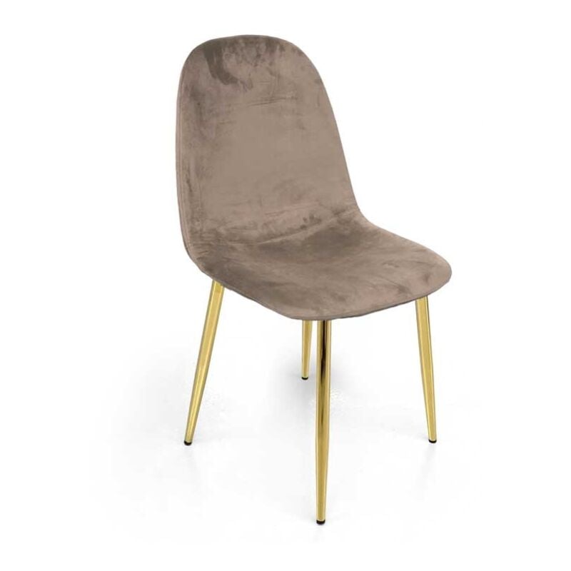 SEDIA IN VELLUTO CON GAMBE ORO 52X44X88 CM IN COLORE TORTORA - Main Image