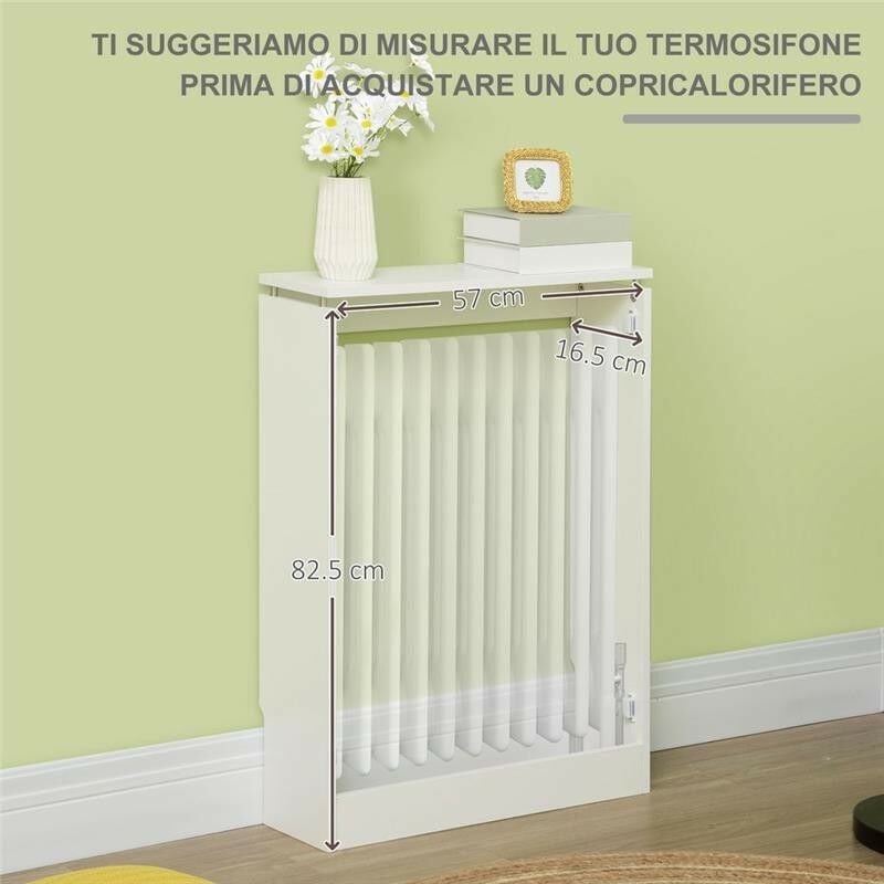 Il numero 1 del risparmio-COPRITERMOSIFONE A DOGHE IN MDF E ACCIAIO  120X18X84CM BIANCO