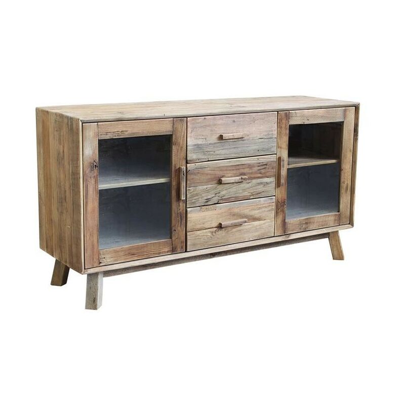 Credenza bassa a due cassetti e due ante prodotta mano in legno di tiglio.