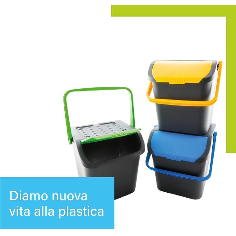 MAURY'S Pattumiera Tower Con Maniglione 30 Litri, Plastica Resistente, 38x34x42 Cm, Per Interno Ed Esterno (Carta)