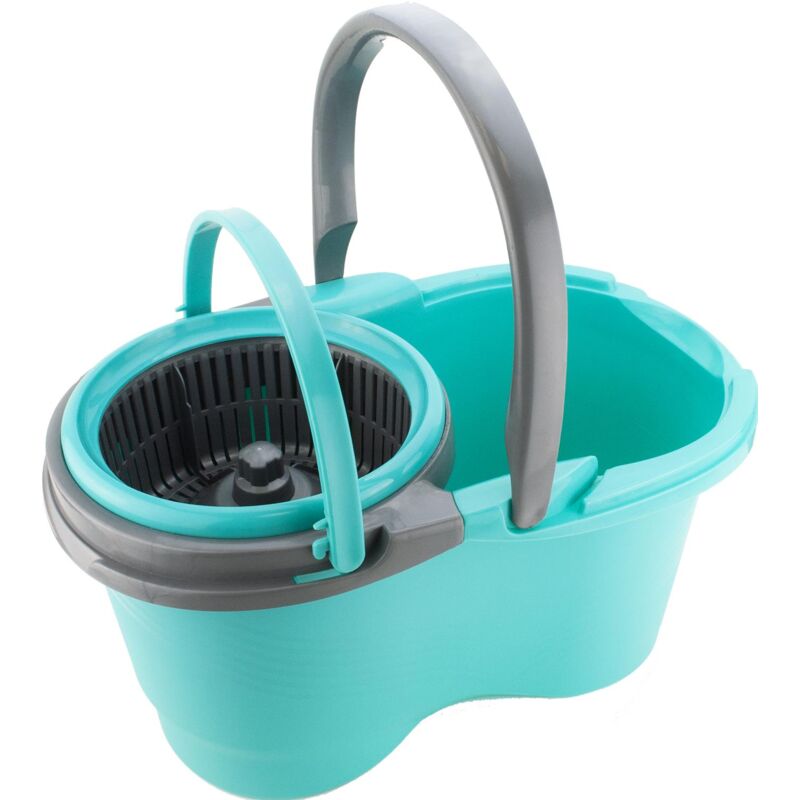 Mocio e secchio con strizzatore, mocio rotante a 360 e secchio con 3 teste di ricambio, secchio per mocio in acciaio inox, manico regolabile da 150 cm per la pulizia del pavimento