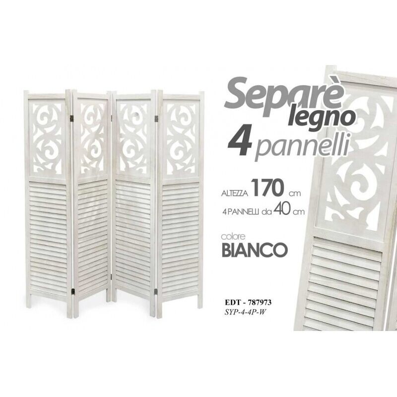 vidaXL Divisorio a 4 Pannelli Marrone 140x165 cm in Legno