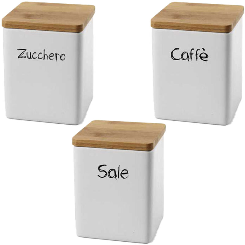 Barattolo grande in gres bianco opaco per zucchero con coperchio
