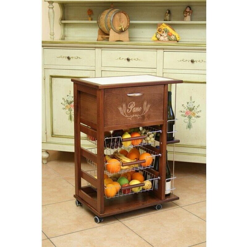 CARRELLO PORTAFRUTTA VESUVIO SALVASPAZIO CILIEGIO MATTONELLE DECO - Foto 2