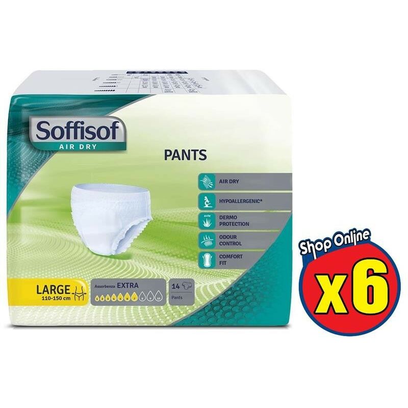 6 SOFFISOF PANTS ASSORBENZA 7 EXTRA MISURA LARGE DA 14 PZ