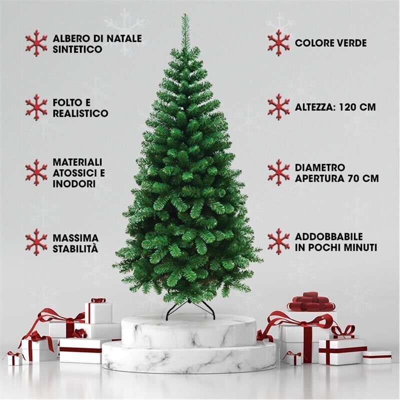 Albero di Natale 250cm King Premium Verde Innevato 1600 Rami Folto con Pigne
