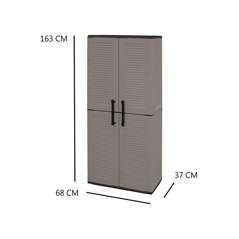 ARMADIO ALTO IN POLIPROPILENE CON 2 ANTE E 3 RIPIANI 68 X 37 X H163 CM