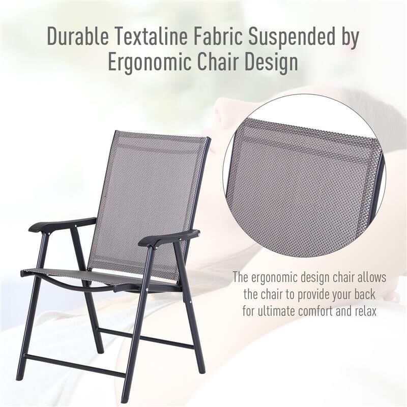 Set 2 Sedie Pieghevoli Da Esterno In Acciaio E Textilene – Mobili Da Giardino Resistenti E Comodi, Con Telaio In Acciaio Verniciato, Carico Max 110 Kg
