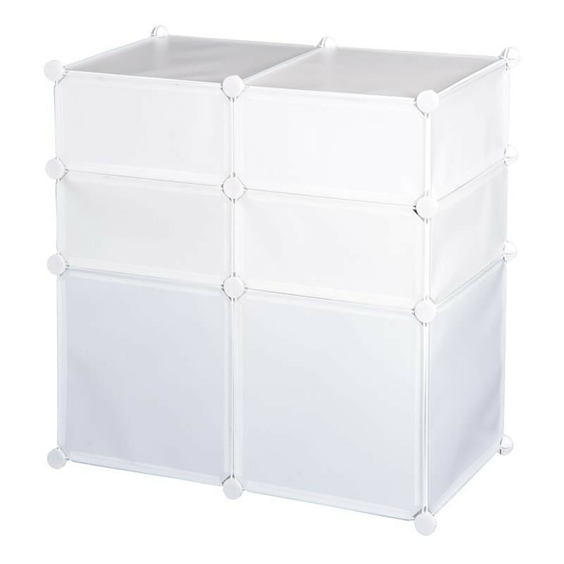 EASYCOMFORT Armadio Guardaroba Scarpiera Modulare in Plastica 6 Cubi  Bianco, 75x37x73cm