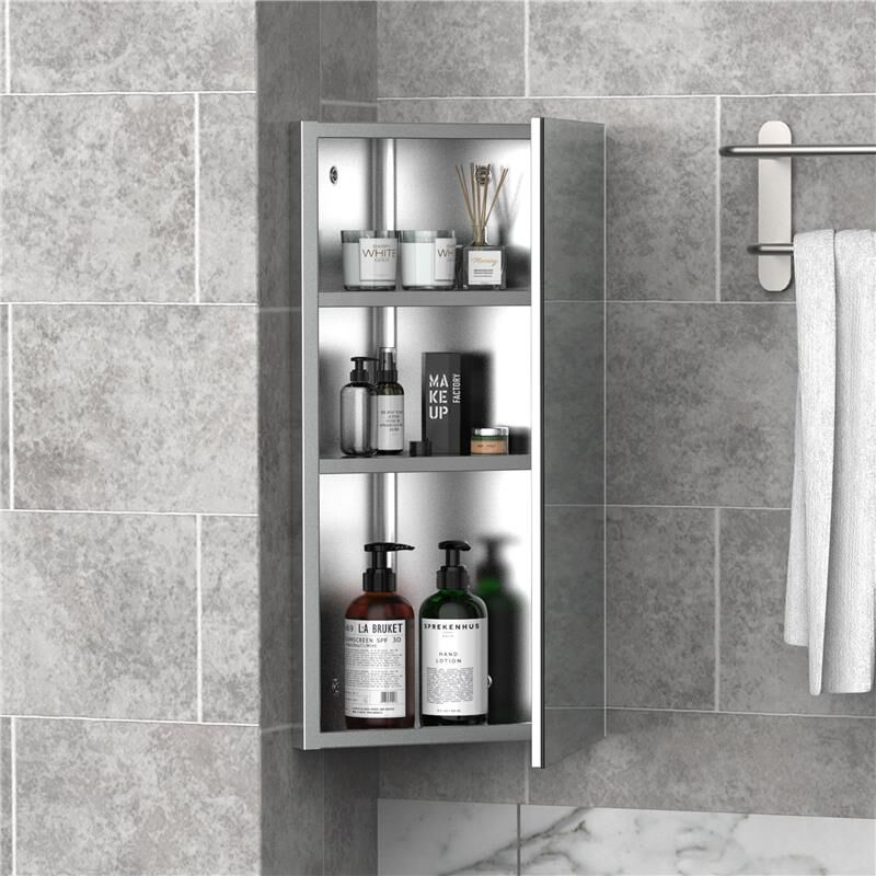 Mobili da Bagno Armadio a Specchio Triangolare Armadio a Specchio in Acciaio Inossidabile Steel Armadietto da Bagno Mobiletto con specchiera da Bagno Specchio angolare