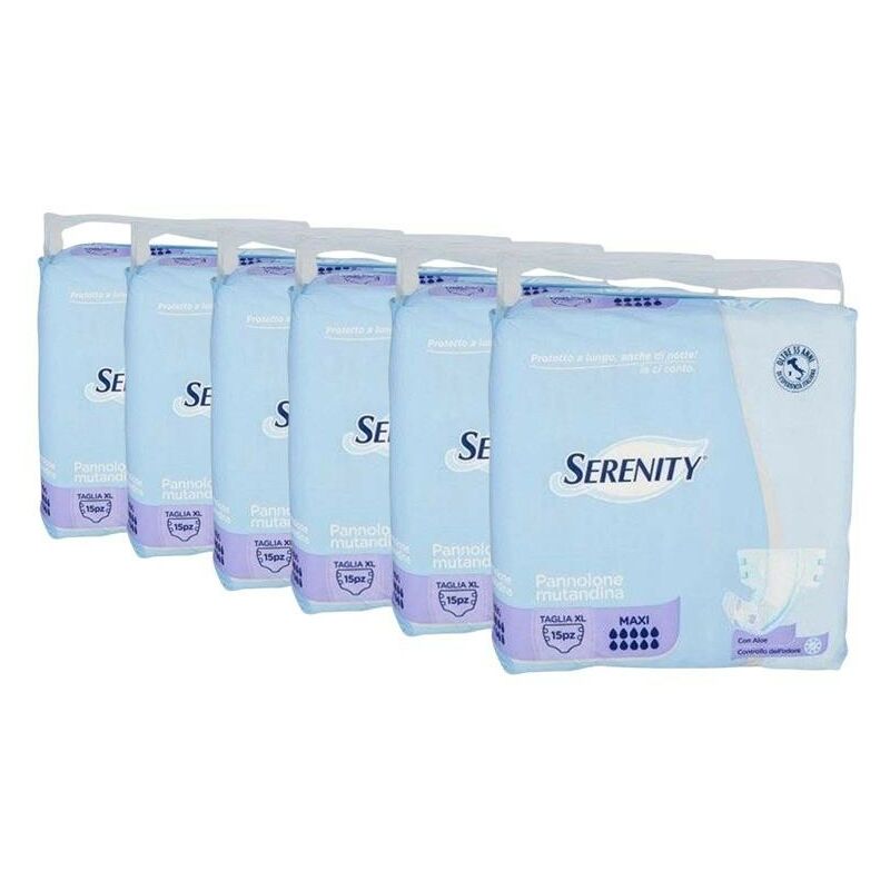 SET 6 SERENITY PANNOLONE MUTANDINE MAXI CON ALOE GIORNO/NOTTE TAGLIA XL 15  PEZZI