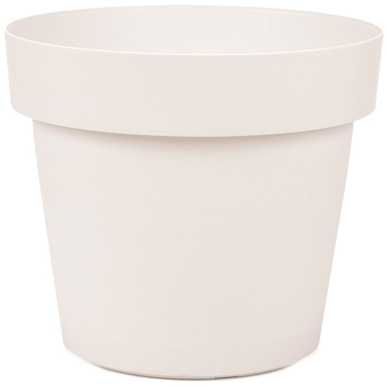 Pamex Vaso Mediterraneo In Plastica Bianco - Diametro 40 Cm, Capacità 23L - Per Esterno, Giardino, Terrazzo, Balcone E Interni - Design Vimini Effetto