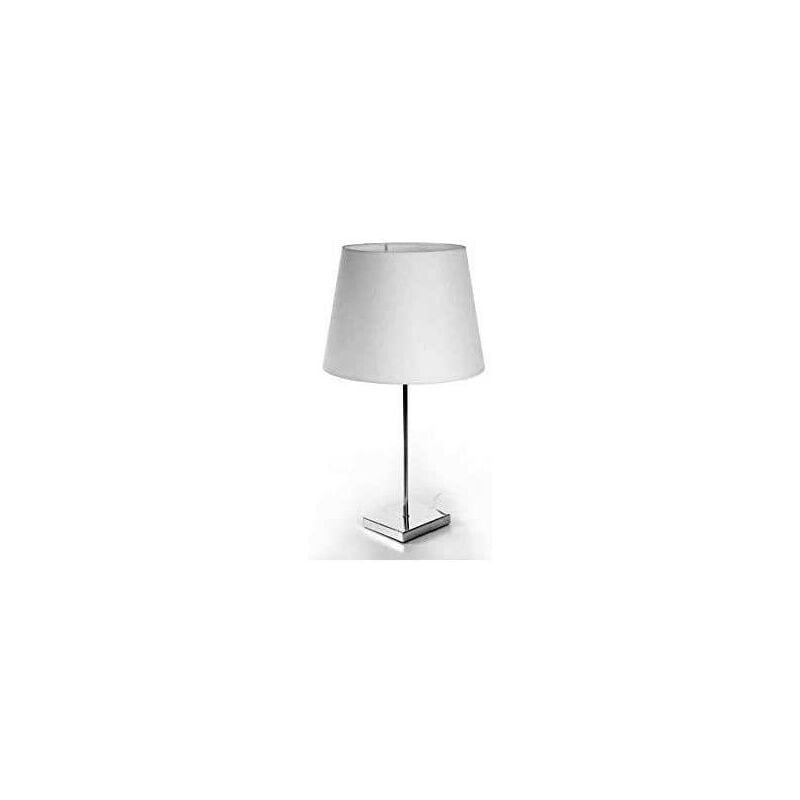 LAMPADA LUMETTO MODERNO CON BASE QUADRATA IN ACCIAIO E PARALUME BIANCO  30XH53 CM