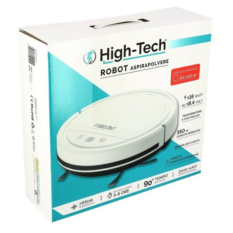 HIGH-TECH ROBOT ASPIRAPOLVERE DA 2000 MAH CON RAGGIO DI AZIONE 90-120 MT